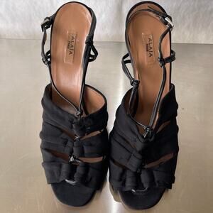Alaïa Paris Black Knit Strappy Stiletto Heels Size 41 US 10.5-11
